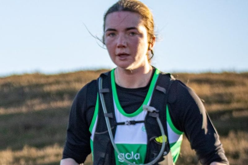 Gala Harrier Katie Rourke taking part in 2024's Feel the Burns hill race at Selkirk