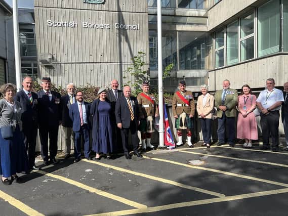 The flag raising ceremony held at Scottish Borders Council today.