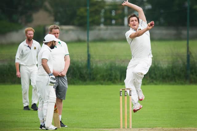 Energetic bowling from St Boswells player Scott Marshall (picture by Bill McBurnie)