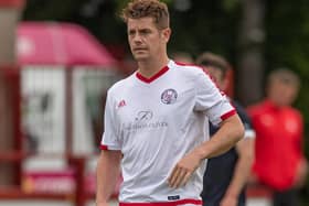 New Berwick Rangers defender Dougie Hill playing for Brechin City against Falkirk in 2019 (Photo: Dave Cowe)