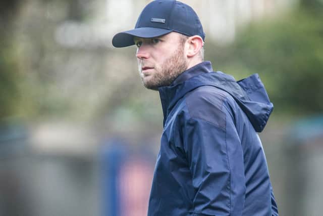Vale of Leithen head coach Grant Sandison watching his side being beaten 7-1 by East Stirlingshire (Photo: Bill McBurnie)