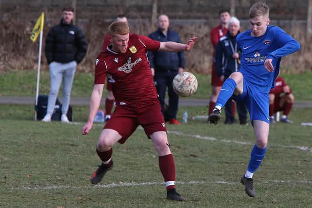 Linton Hotspur beating Ancrum 7-1 in the South of Scotland Amateur Cup's third round on Saturday (Photo: Steve Cox)