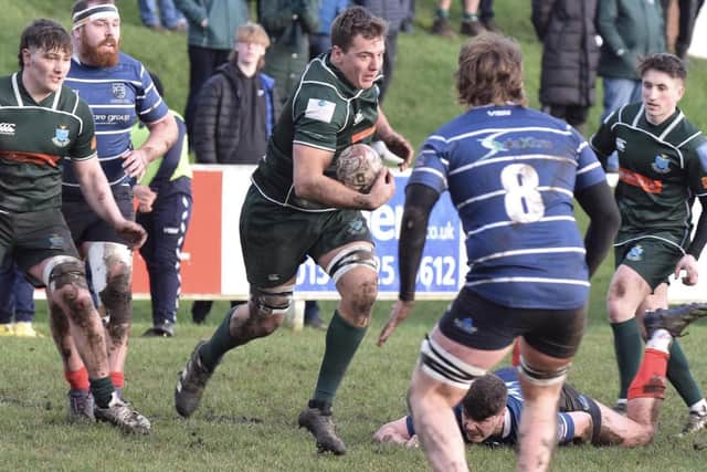 Dalton Redpath on the attack during Hawick's 28-0 win away to Musselburgh on Saturday (Pic: Malcolm Grant)