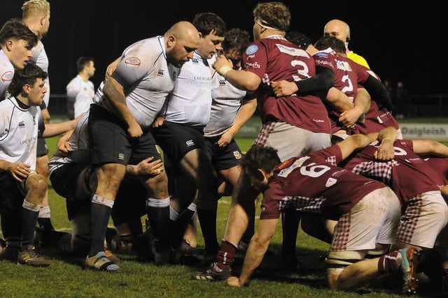 A scrum taking shape during Gala's 32-12 Border League win at home to Selkirk on Friday (Photo: Grant Kinghorn)