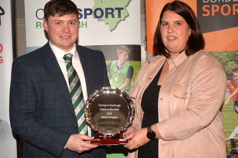 Hawick and South of Scotland head coach Matty Douglas was named coach of the year at ClubSport Roxburgh's 2023 award night at Kelso's Poynder Park rugby club on Friday