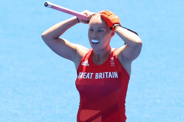 Sarah Robertson during the women's bronze medal match between Great Britain and India at the Tokyo 2020 Olympic Games last August (Photo by Alexander Hassenstein/Getty Images)
