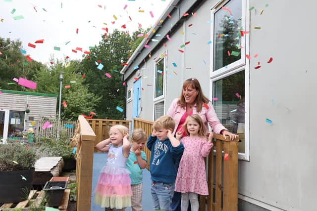 Not everyone was sure about the noise from the celebratory party poppers!