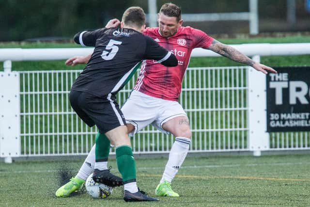 Martin Scott on the ball for Gala Fairydean Rovers against Stirling University at the weekend (Photo: Bill McBurnie)