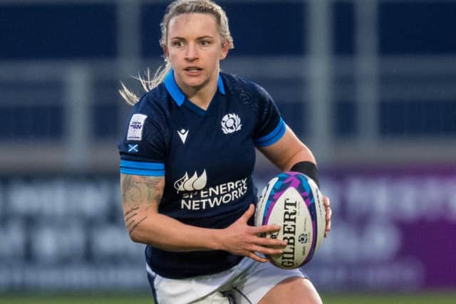 Chloe Rollie in action for Scotland versus Wales at the DAM Health Stadium in Edinburgh in April (Photo by Ross Parker/SNS Group/SRU)