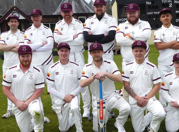 Selkirk’s players pictured ahead of Saturday’s six-wicket victory over Marchmont 2s - back from left, Blaine Gillie, John Henderson, Rob Atherton, Jamie Hughes, Adam Murphy and Kieran Singhtoor, with, front, Bob Wilkinson, Ian Gardiner, captain Michael Fenton, Daniel Heard and Alex Beveridge (Photo: John Smail)