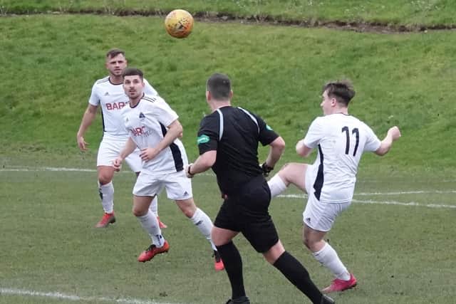 Jack Wright on the ball for Vale of Leithen against Musselburgh Athletic on Saturday (Pic: David Wilson)