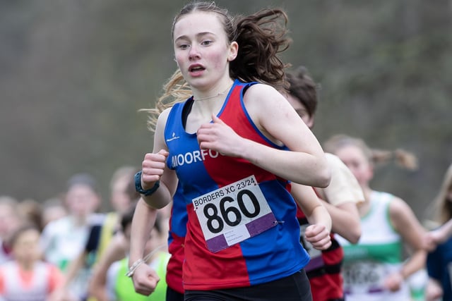 Moorfoot Runners under-13 Thea Harris clocked 9:47 at Sunday's Borders Cross-Country Series meeting at Peebles, placing 30th in the junior race