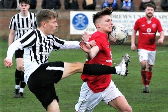Peebles Rovers in action at St Andrews United at the weekend (Pic: John Stevenson)