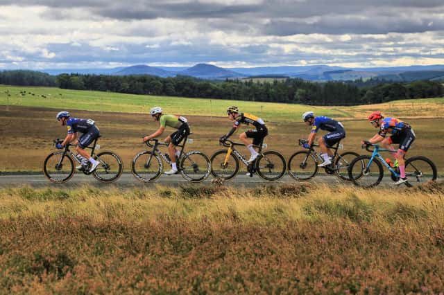 Tour of Britain front-runners cycling across Lauder Common (Pic: Anderson Drummond Photography)
