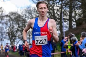 Moorfoot Runners’ Kieran Fulton was runner-up under-17 boy in 20:52 at 2024’s Scottish Athletics cross-country championships at Falkirk (Photo: Bobby Gavin)