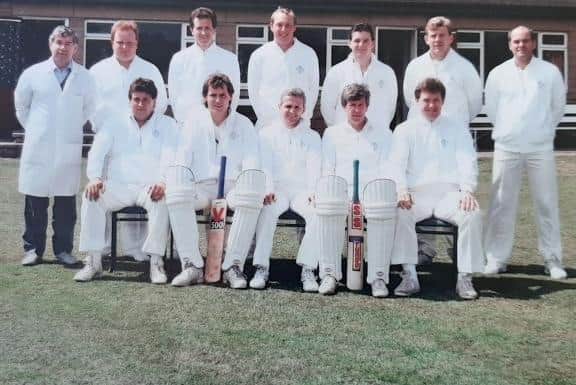 Andy Goram, pictured second from right at the back, in Kelso Cricket Club's first XI in 199. To his right is current club president Jack Ker and then captain Dougie Wilson is second from left at the front (Photo: Hector Innes)