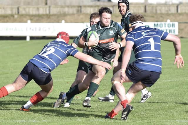 Andrew Mitchell on the charge during Hawick's 27-25 win at home to Musselburgh in rugby's Scottish Premiership on Saturday (Photo: Malcolm Grant)