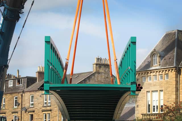 New footbridge at Mansfield Road, Hawick. (Photo: BILL McBURNIE)