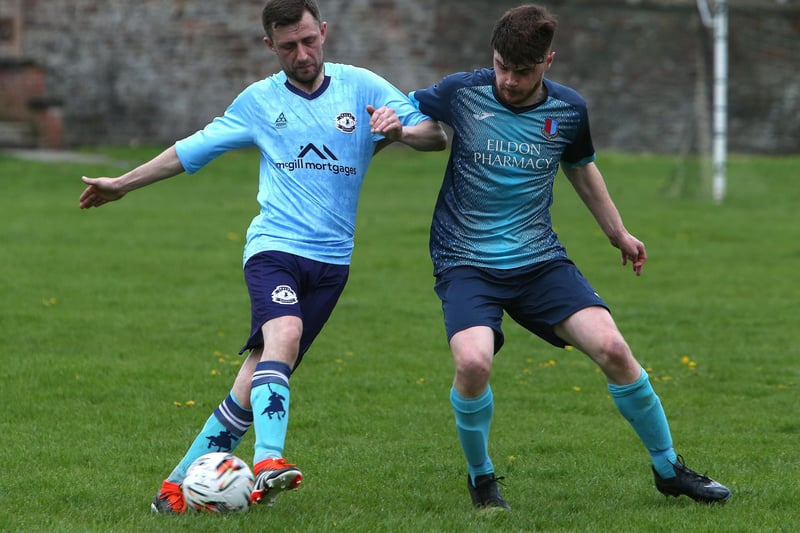 Gala Hotspur on the ball during their 4-1 loss at home to St Boswells at Galashiels Public Park on Saturday in the Border Amateur Football Association's B division (Photo: Steve Cox)