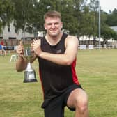 Ronan McKean from Hawick RP, winner of the 100m Open Handicap