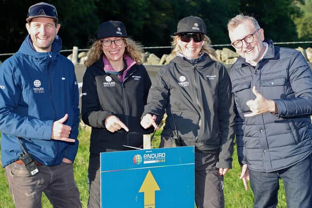 From left, Enduro World Series managing director Chris Ball, marketing strategist Lisa Purves, partnership and events manager Emma Wadee and MP David Mundell