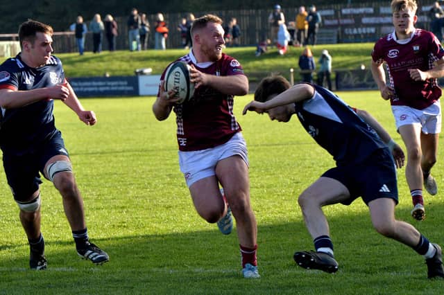 John Turnbull in action for Gala as they beat Selkirk 41-12 at home at Netherdale on Saturday (Photo: Alwyn Johnston)