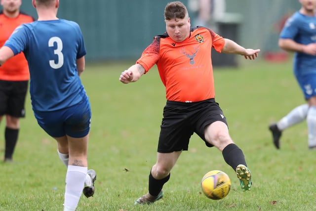 Aaron Swailes on the ball during Hawick United's 3-2 Waddell Cup second-round win at home to Leithen Rovers on Saturday (Photo: Brian Sutherland)