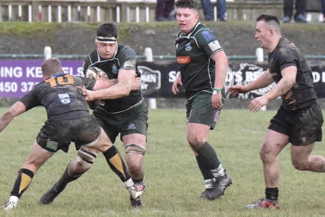 Daniel Suddon on the attack for Hawick against Currie Chieftains (Pic: Malcolm Grant)