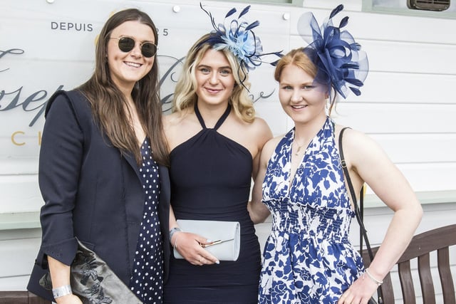 Holly Bell, Amy Park and Emma Brown at Kelso Races' ladies' day 2022