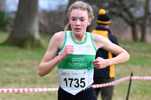Gala Harrier Erin Gray finished tenth in the under-15 girls' race at Falkirk on Saturday, clocking 17:32 (Pic: Neil Renton)