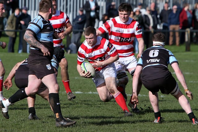 Calum Renwick on the ball during South of Scotland's 27-25 win against Glasgow and the West in rugby's national inter-district championship at Kelso's Poynder Park on Saturday (Photo: Steve Cox)