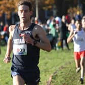 Gala Harrier Darrell Hastie on the run at Saturday's 34th British and Irish masters cross-country international championship at Glasgow's Tollcross Park (Pic: Alan Ramage)