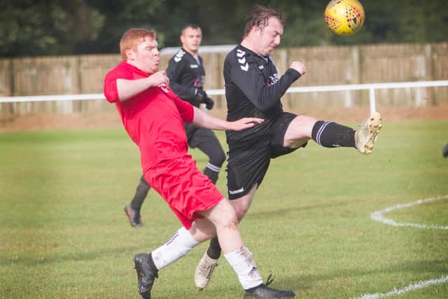 Selkirk Victoria's Chris Stanfield playing against Leithen Rovers (Photo: Bill McBurnie)