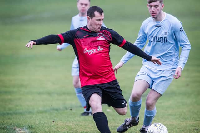 Hawick Colts striker Kevin Strathdee scored two goals against Tweeddale Rovers Colts at the weekend (Photo: Bill McBurnie)