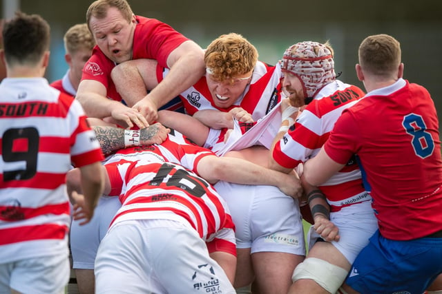 Keith Melbourne in action for South of Scotland during their 36-18 victory over Caledonia Reds at Canal Park in Inverness on Saturday to secure 2024's national inter-district rugby championship title (Photo: Bryan Robertson)