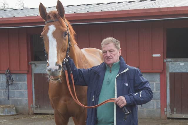 Hawick racehorse trainer Alastair Whillans with Corrieben Reiver (Photo: Bill McBurnie)