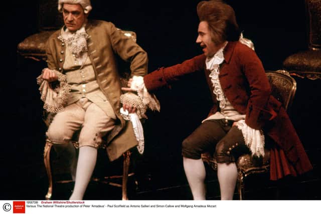 The National Theatre production of Amadeus with Paul Scoffield as Antonio Sallieri and Simon Callow and Wolfgang Amadeus Mozart