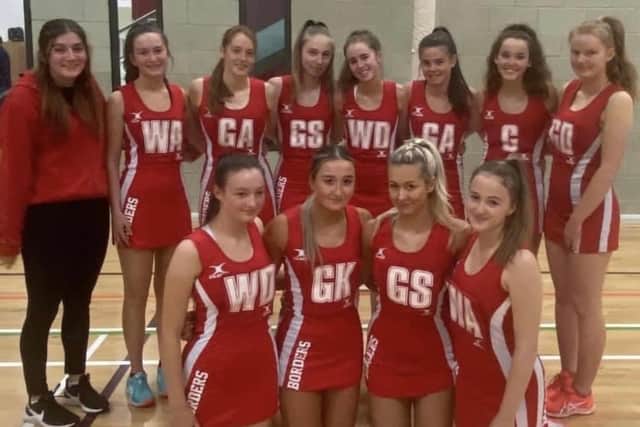 Borders District netball under-17 team with coach Bryony Patterson