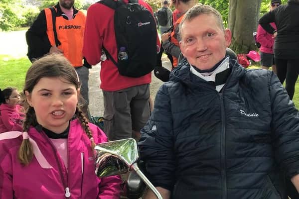 Evie Mitchell was delighted to meet up with Doddie Weir on the walk.