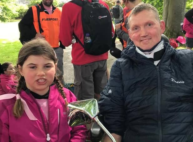 Evie Mitchell was delighted to meet up with Doddie Weir on the walk.
