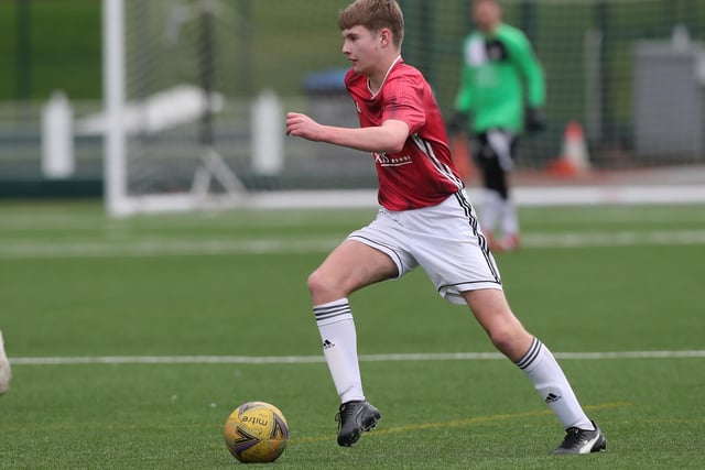 Thomas Milburn on the ball during Gala Fairydean Rovers Amateurs' 4-0 home win against Selkirk Victoria at Netherdale on Saturday in the Border Amateur Football Association's B division (Photo: Brian Sutherland)