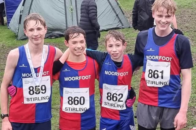 From left, Moorfoot Runners' Kieran Fulton, Luke Grieve, Shaun Pyman and Thomas Hilton at Stirling