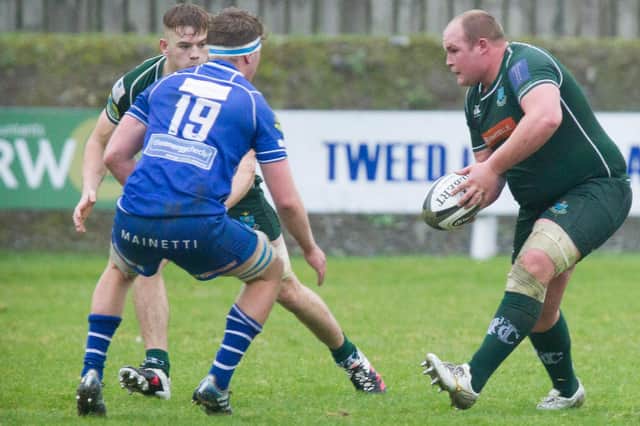 Hawick captain Matt Carryer on the ball against Jed-Forest at the weekend (Photo: Bill McBurnie)