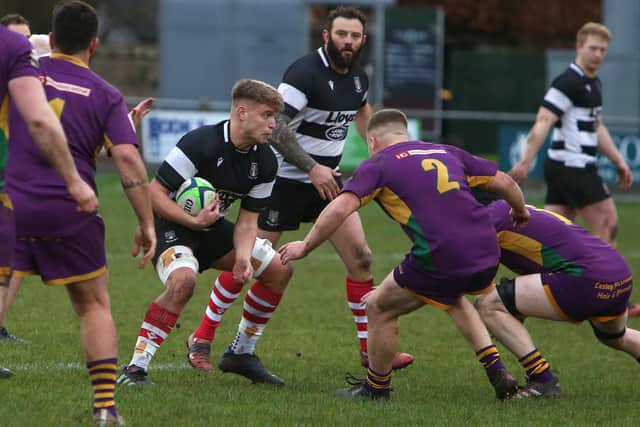 Kelso in possession against Marr at home at Poynder Park on Saturday in rugby's Scottish Premiership (Photo: Steve Cox)