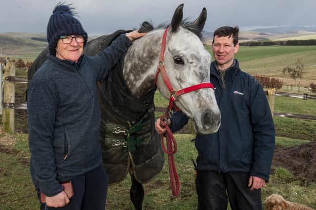 Trainers Harriet Graham and Gary Rutherford with the victorious Don Brocco (picture by Bill McBurnie)