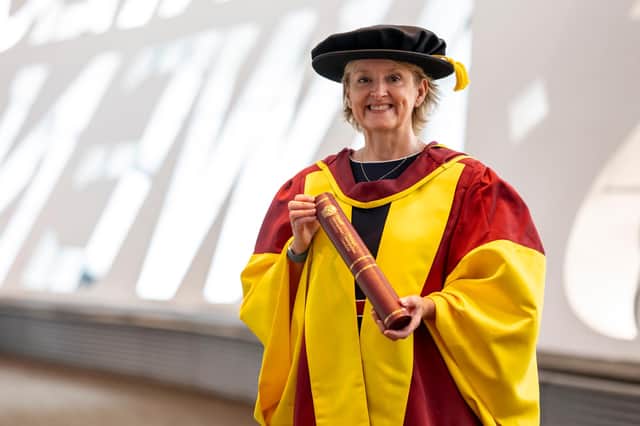 Jedburgh's Fiona Kinghorn, after being awarded an honorary doctorate. Photo: Matthew Horwood.