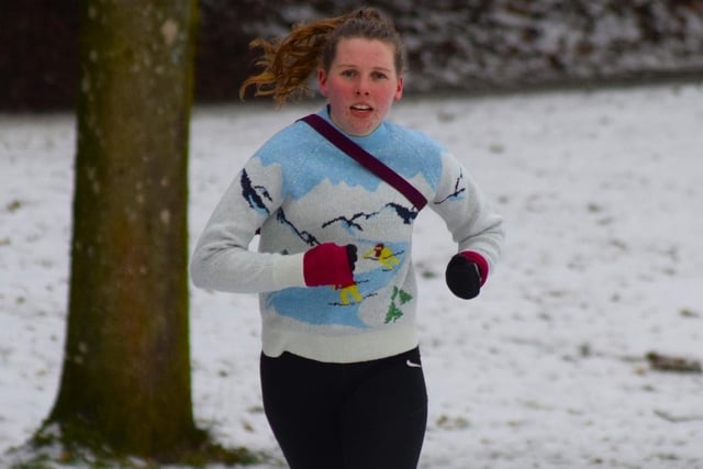 Another of Sunday's senior runners at Hawick's Wilton Lodge Park for Teviotdale Harriers' festive relays
