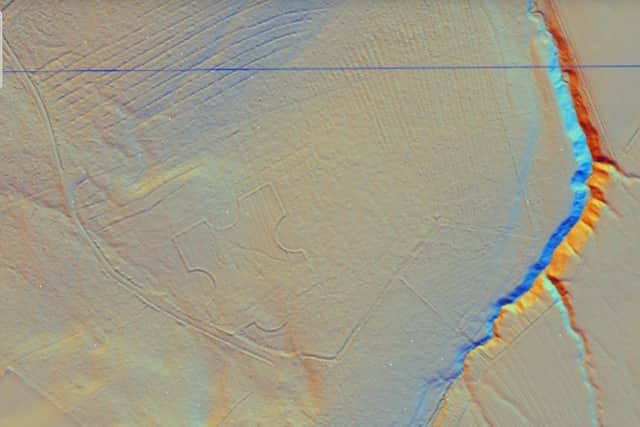 The 3D lidar scan clearly shows the outline of the woodbank. Reproduced with the permission of the National Library of Scotland.