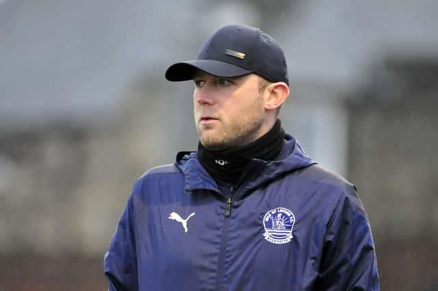 Vale of Leithen head coach Grant Sandison at Newtown Park watching his side take on Bo'ness United (Photo: Alan Murray)