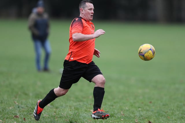 Kevin Strathdee's hat-trick against Selkirk Victoria at Wilton Lodge Park in the Border Amateur Football Association's B division on Saturday took him up to the 300-goal mark for Hawick United (Photo: Brian Sutherland)